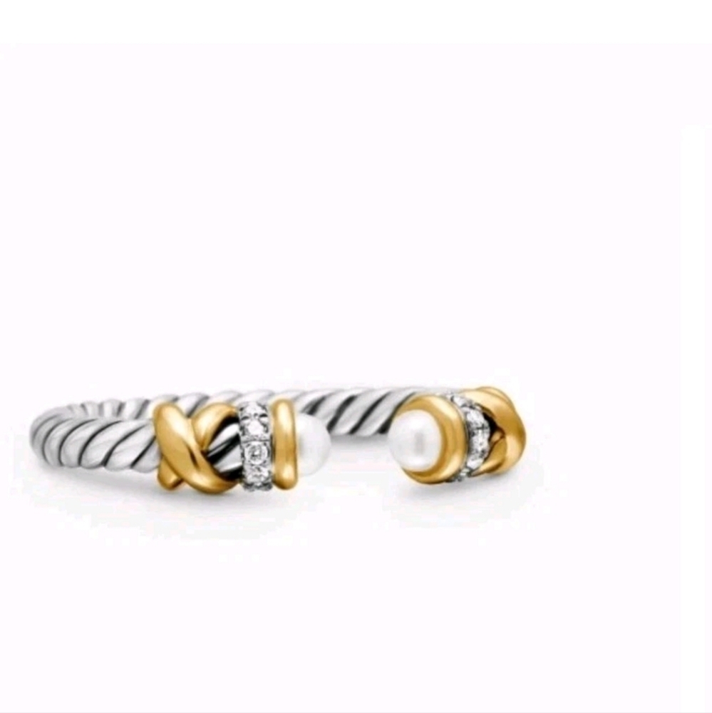 DY elegant simplicity ring pearls silver pave.9